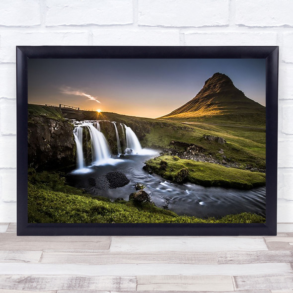 Fairy Tale Country Kirkjufell Iceland Waterfall Mountain Water Flow Art Print