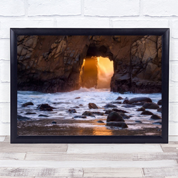 Fire In The Hole Rock Rocks Stones Water Sea Ocean Seascape Beach Wall Art Print