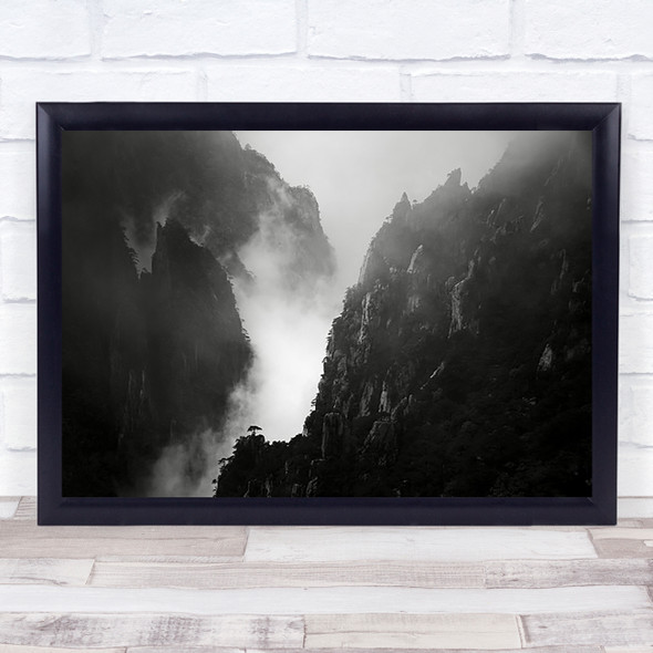Fog Mist Haze Cliff Cliffs Mountain Mountains Wall Art Print