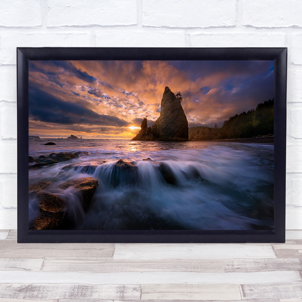 Fractured Coast Ocean Waves Sunset Rialto Beach National Park Wall Art Print