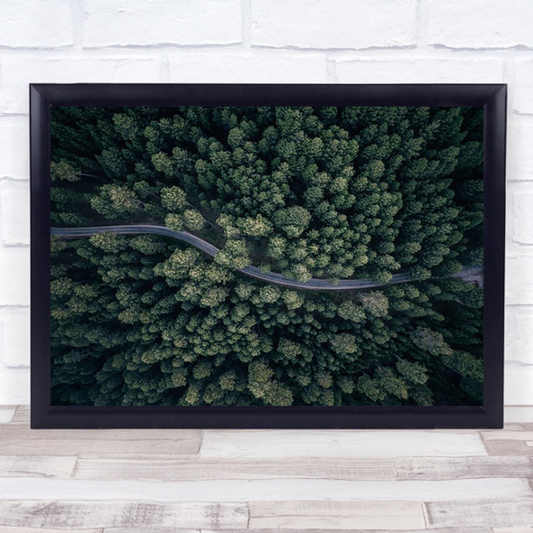 From Above Aerial Forest Trees Woods Green Perspective Road Way Wall Art Print