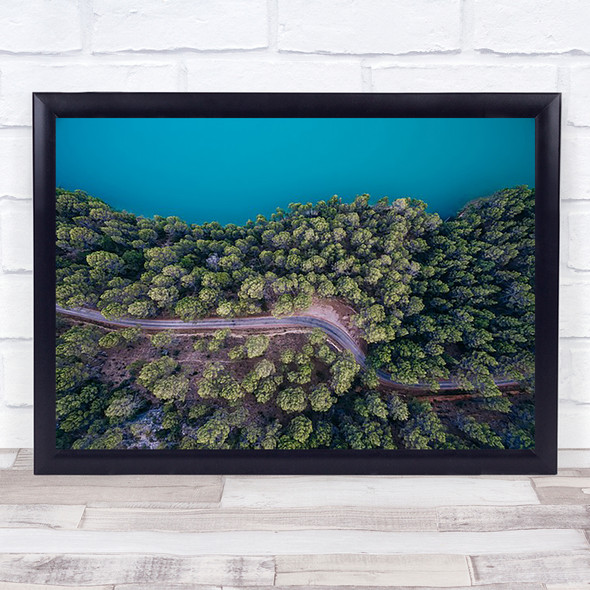 From above V Aerial Forest Trees Woods Green Perspective Road Way Wall Art Print