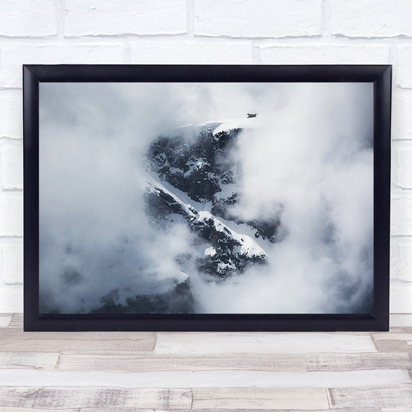 In The Clouds House Cabin Mountain Mountains Alp Alps Snow Peak Wall Art Print