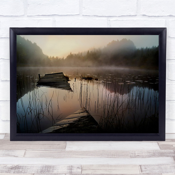 In The Misty Morning Waterscape Pond Water Forest Wall Art Print