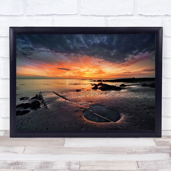 Into The Sunset Nature Sky Clouds Iceland Beach Shore Seascape Wall Art Print