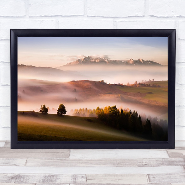 Just A Silence Mountains Distance Trees Fog Mist Haze Peace Peaceful Art Print