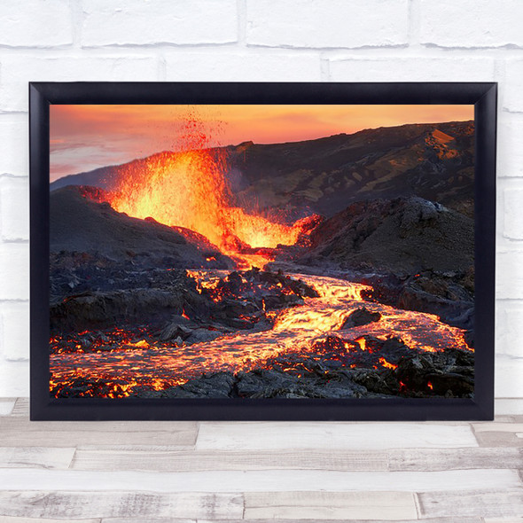 La Fournaise Volcano Eruption Lava Night Magma Aventura Piton Reunion Art Print