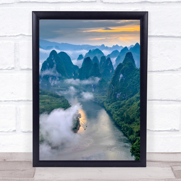 Li River Yangshuo Li river Sunrise China Asia Vegetation Wall Art Print