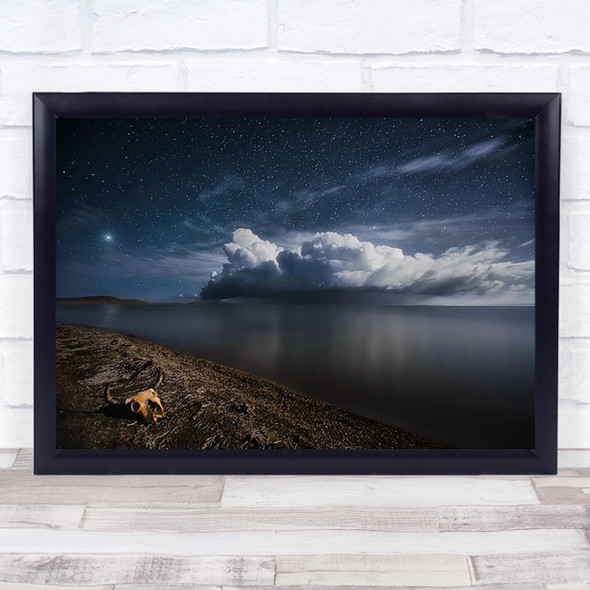 Life After Death Skull Skeleton Beach Coastal Sky Cloud Night Wall Art Print