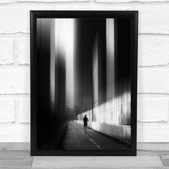 Lonesome city Street Streaks Black White Run Running Runner Wall Art Print