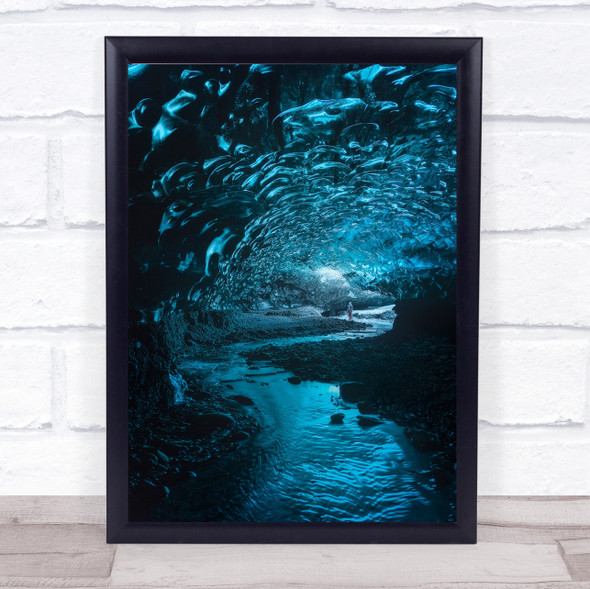 Lost Frozen World Cave Cold Winter Figure Tunnel Blue Ice Crystal Wall Art Print