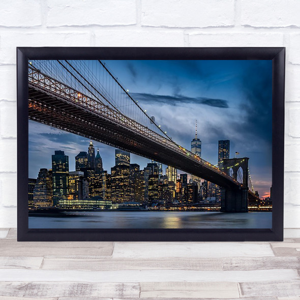 Manhattan from Dumbo Architecture Brooklyn Bridge Hudson River Wall Art Print