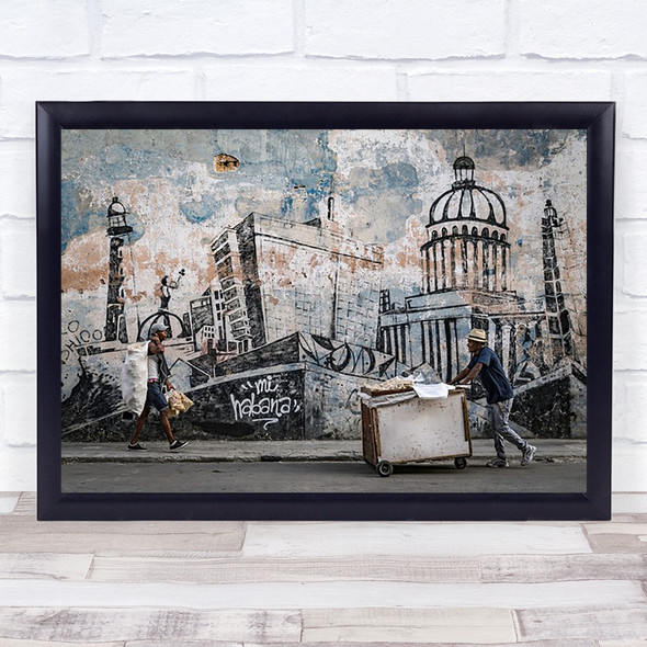 Mi Habana Cuba Havana Street Hat Facade Painting Illustration Graffiti Art Print