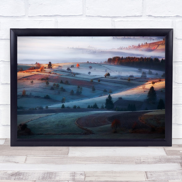 Mist Fog Haze Fields Trees Fir Wall Art Print