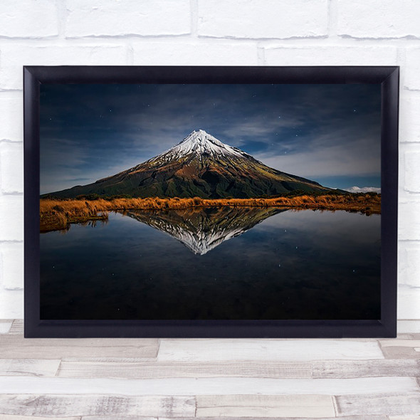 Mount Taranaki A Starry Night Reflection Stars Mountains Mt Wall Art Print