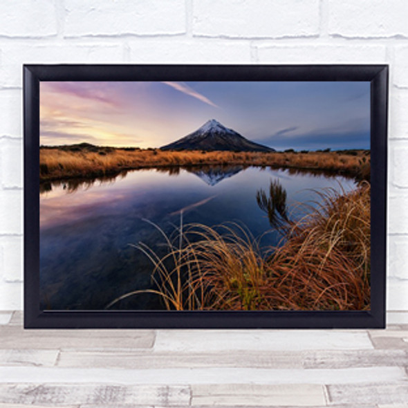 Mount Taranaki Morning Breeze Mountains Sky Reflection Wall Art Print