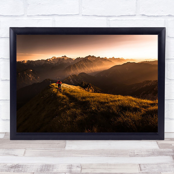 Mountain bike Alps Outdoors Adventure Freedom Sunset Ridge Wall Art Print