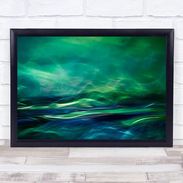 Northern Lights Abstract Green Waterscape Norway Fantasy Souls Wall Art Print