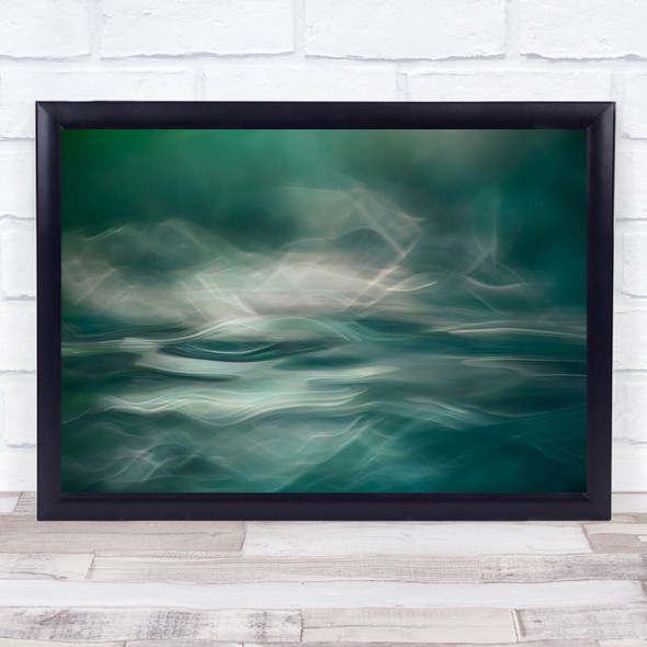 Northern Winter Lights Abstract Water Smoke Teal Turquoise Blurry Wall Art Print