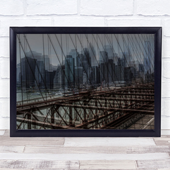 NYC 6 America Skyline Brooklyn Architecture Abstract Bridge Wall Art Print