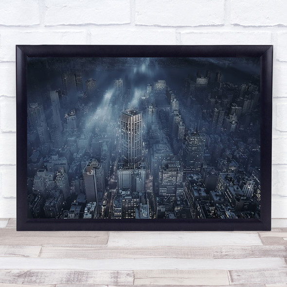 NYC Night Blue City New York USA United States Manhattan Wall Art Print