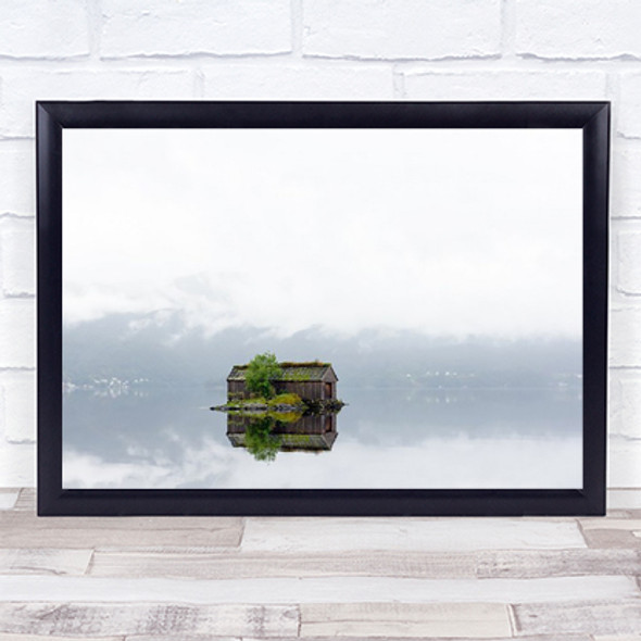 On The Lake Boathouse Norway Fiord Fjord Water Wall Art Print