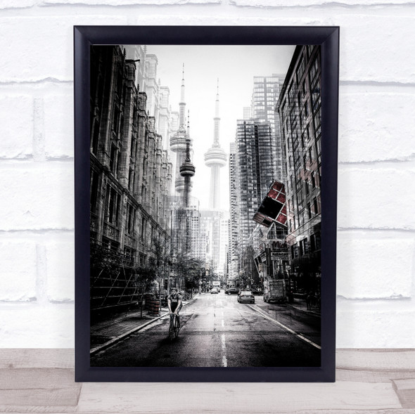 on the streets of Toronto Street Canada Bicycle Cityscape Wall Art Print