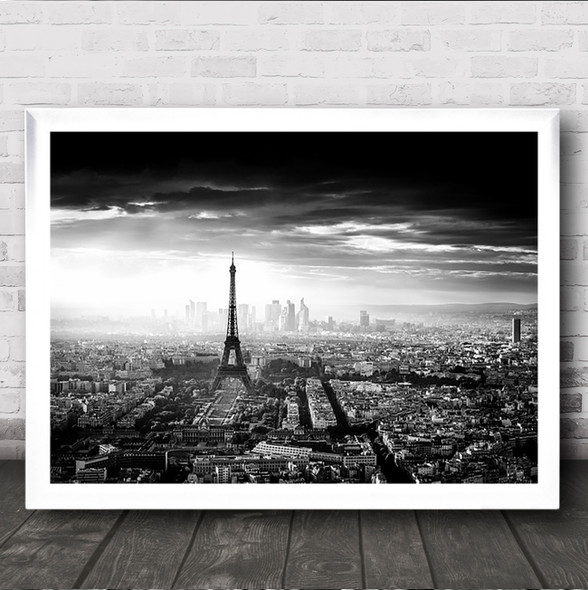 Paris France Cityscape Skyline Aerial Tower Eiffel Wall Art Print