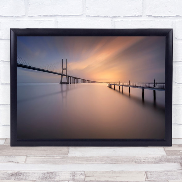 Pastel Bridge Lisbon Sunrise Vasco Da Gama Wall Art Print