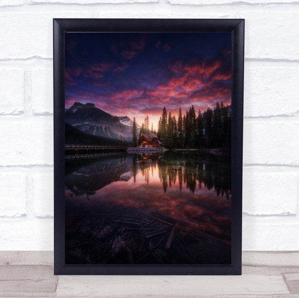 Perfect Sunrise Canada Rockies Jasper Lake Sunset Sunrise Reflection Art Print