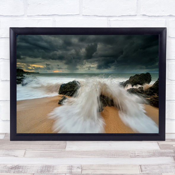 Pigtail Beach Sea Seascape Wave Splash Tegalwangi Bali Coast Coastal Art Print