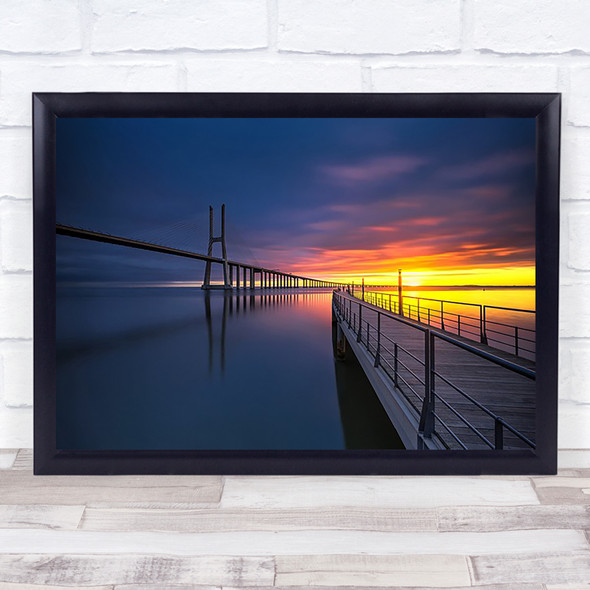 Ponte Vasco Da Gama Bridge Portugal Lisbon Sunset Wall Art Print