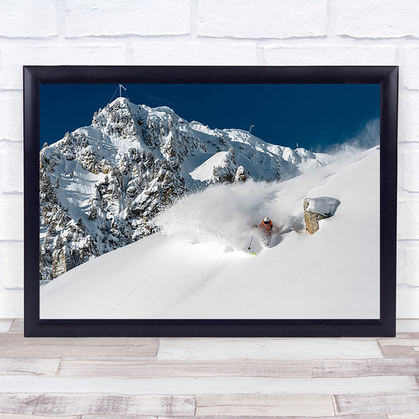 Powder turn with Romain Grojean Action Ski Skiing Skier Slope Snow Art Print