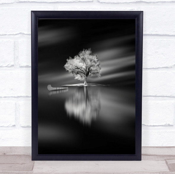 Quiet Canoe Water Dark Wall Art Print