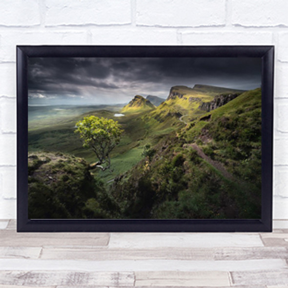 Quiraing Highlands Tree Lonely Bonsai Hill Hills Wall Art Print