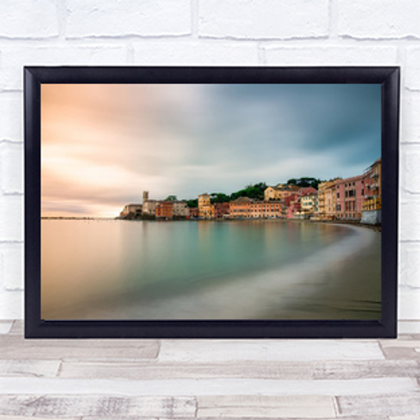 Seashore Coastal Liguria Italy Village Beach Water Wall Art Print