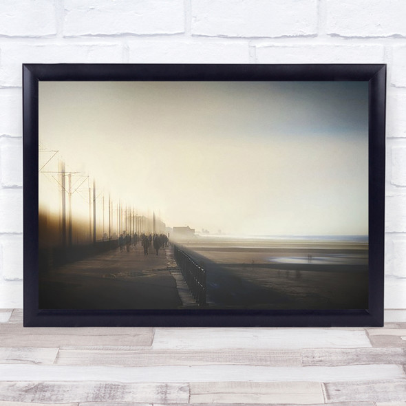 Seaside Beach Coast Coastal Sea Ocean Crowd Of People Wall Art Print