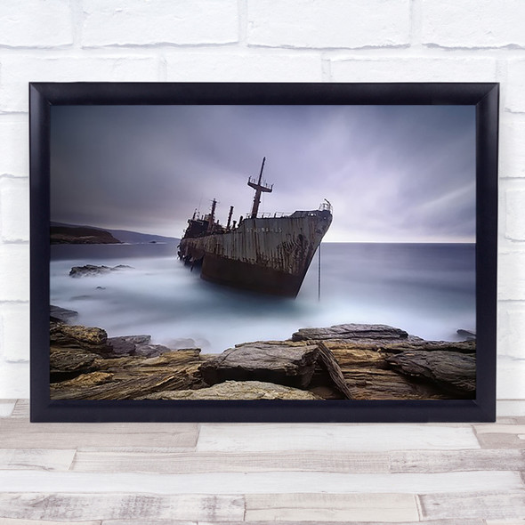 Semiramis Shipwreck Sunrise Greece Wreck Silky Milky Smooth Wall Art Print