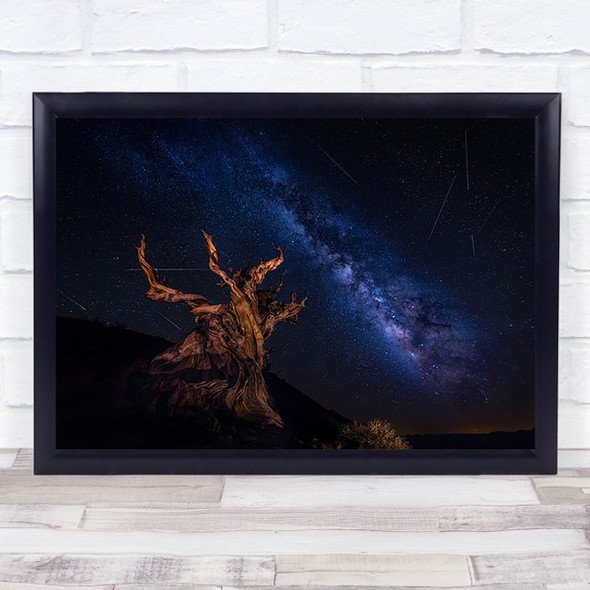 Shooting Stars Night Space Universe Milky Way Sky Galaxy Starry Wall Art Print