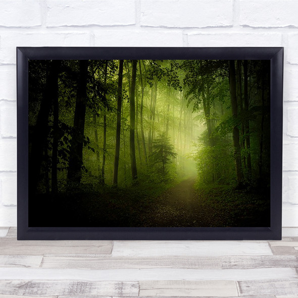 spring secret Green Forest Trees Foliage Woods Path Road Way Wall Art Print