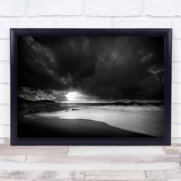 Storm Lights Dark Sky Beach Sea Wall Art Print