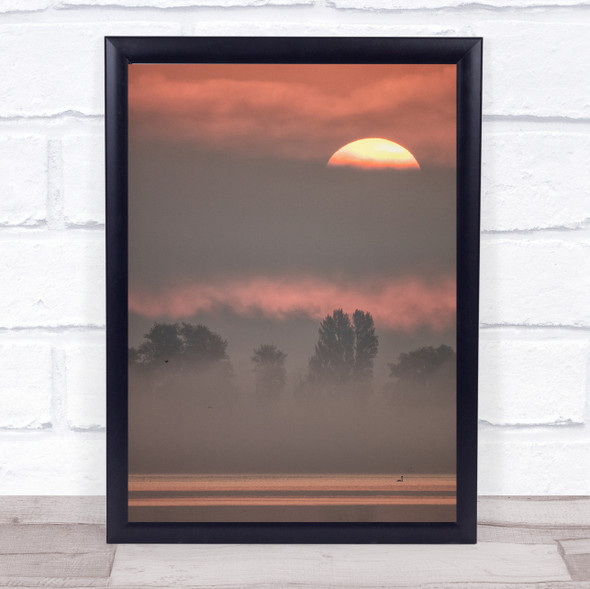 Sun III Clouds Light Lake Bird Sunrise Morning Dawn Reflection Wall Art Print