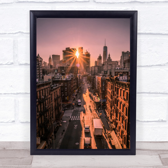 Sun New York Street Architecture Traffic Road Alley Avenue Art Print