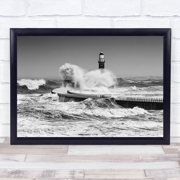 Sunderland Lighthouse Waves Storm Maritime Wave Ocean Wall Art Print