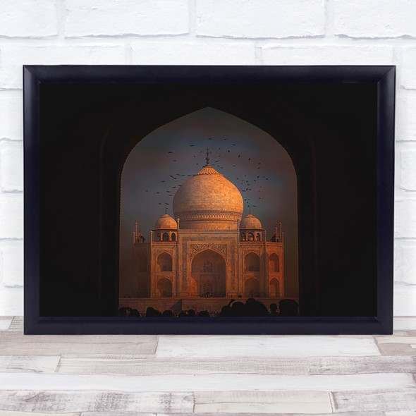 Taj Mahal India Travel Agra Palace Iconic Tunnel Birds Wall Art Print