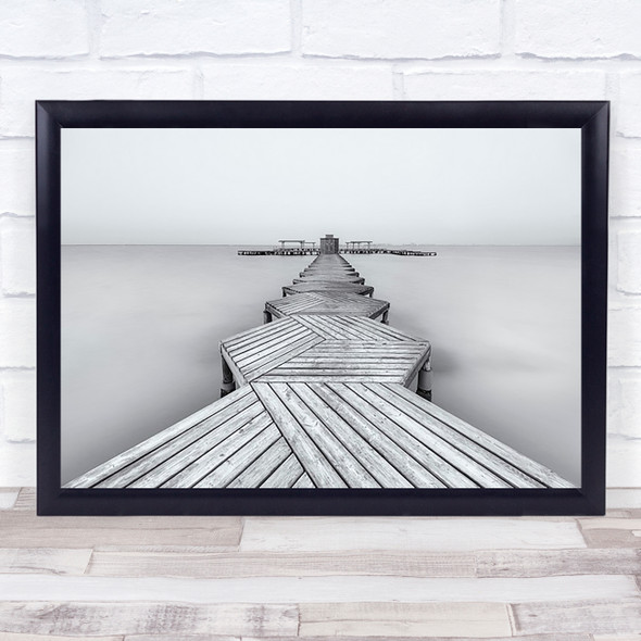 The Pier Spain Water Seascape Jetty Bridge Wharf Perspective Wall Art Print