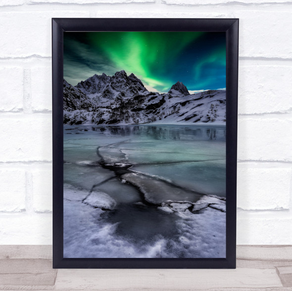 Travel Aurora Rocks Ice Beach Lofoten Norway Frozen Frost Wall Art Print