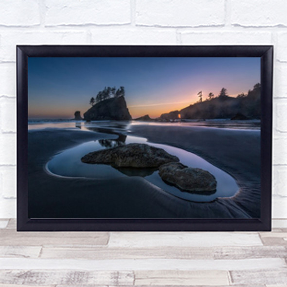 twilight at second beach Sunset Sea stacks Ocean Sea Oregon USA Coast Art Print