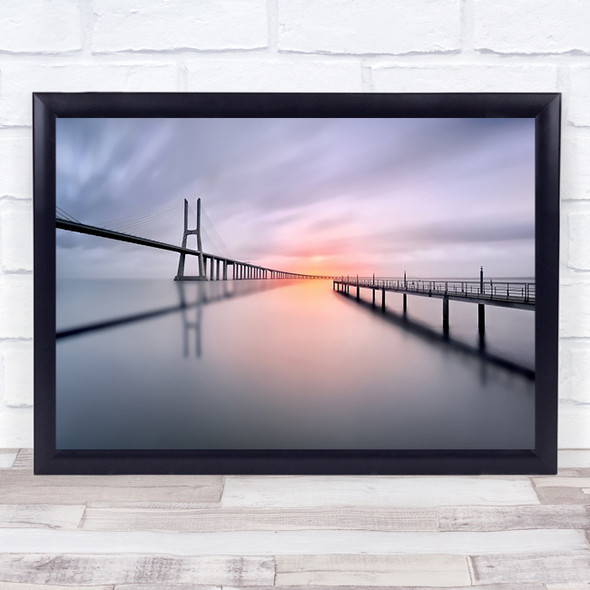 Vasco De Gama Portugal Lisbon Bridge Sunrise Wall Art Print