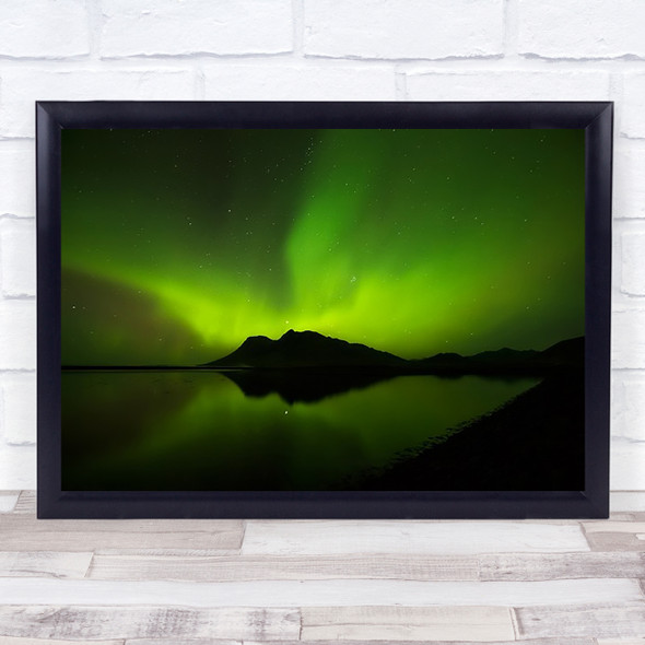 Vikivaki Iceland Green Northern Lights Aurora Borealis Wall Art Print